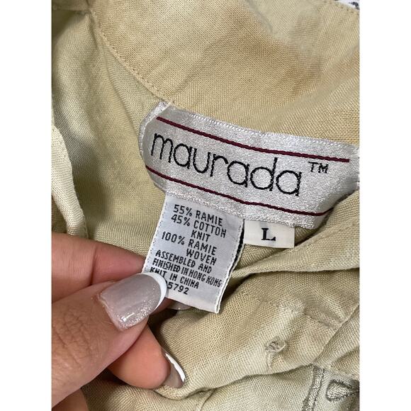 Maurada Knit Embroidered Beaded 3/4 Sleeve Pullover Women's Size L Coastal Boho - Picture 7 of 10